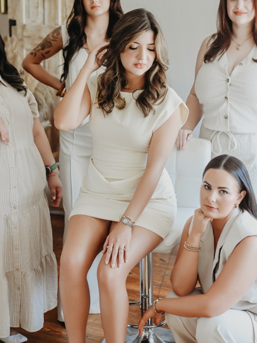 Zara Cream Short Sleeve Draped Mini Dress